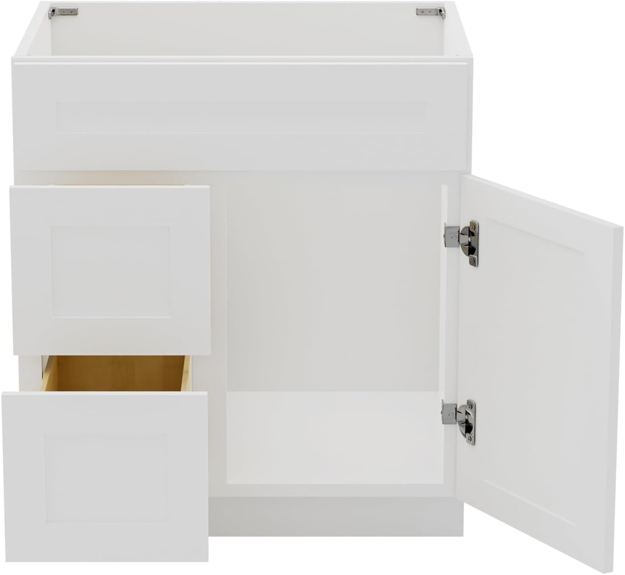 KitchenMan 30 Inch Bathroom Vanity Without Sink and Top Unassembled Bathroom Sink Cabinet not Include Handles, Double Door Bathroom Vanities for Bedroom, White