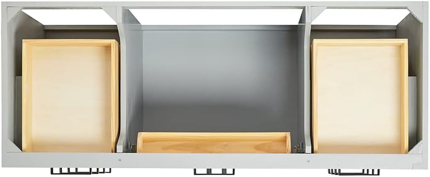 ARIEL Hepburn 54-inch Bathroom Vanity with Sink,Solid Wood, 1.5-inch Italian Carrara Marble Countertop & Backsplash, Single Oval Porcelain Sink, 2 Soft Closing Doors, 9 Dovetail Drawers, Grey