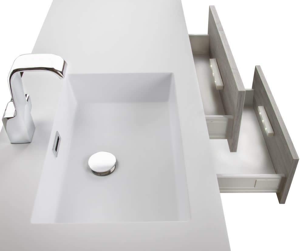 Cutler Kitchen and Bath Beachwood 42 in. W x 18.25 in. D x 20 in. H Single Sink Wall Mounted Bathroom Vanity in Soho with Cultured Marble Top