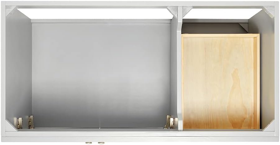 ARIEL 36-Inch Grey Bathroom Vanity with Sink, Solid Wood Base, 1.5-Inch Edge Italian Carrara Marble Top, Left Rectangular Sink, 2 Soft-Close Doors, 5 Drawers