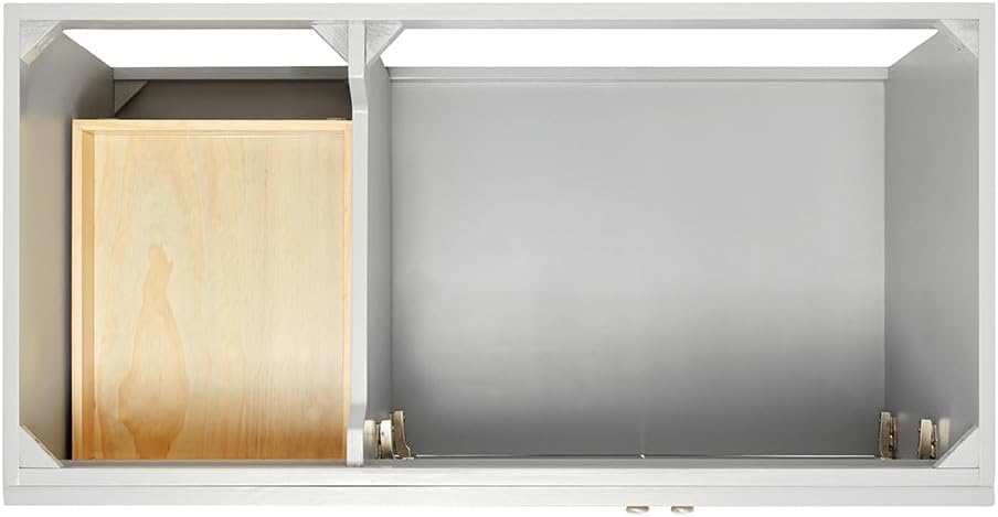 DKB Bradford 42' Grey Bathroom Vanity with Sink, 1.5' Edge Italian Carrara Marble Countertop, Oval Sink, 2 Soft Closing Doors, 2 Full Extension Dovetail Drawers, Brushed Nickel