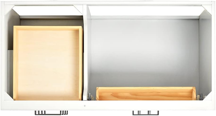 ARIEL Hepburn 43' Inch Right Offset Rectangle Sink Vanity with 0.75 Inch Edge Carrara White Countertop in White