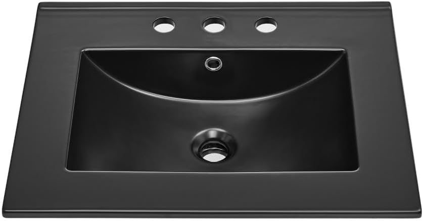 24' Ceramic Vanity Top with 8' Widespread Faucet Holes in Matte Black