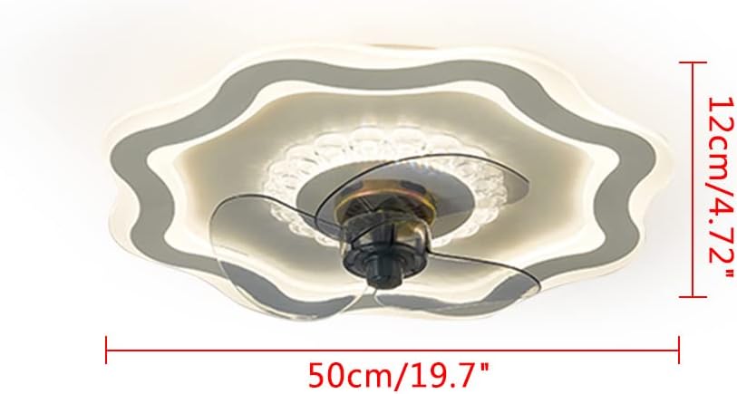 Chandelier , Low Profile Ceiling Fan with Lights Remote Control 20inch Modern Fandaliers Ceiling Fan Chandelier 3 Color Dimmable 3 Speed 3 Blade Flush Mount Ceiling Fan Light for Bedroom,72W 6400LM