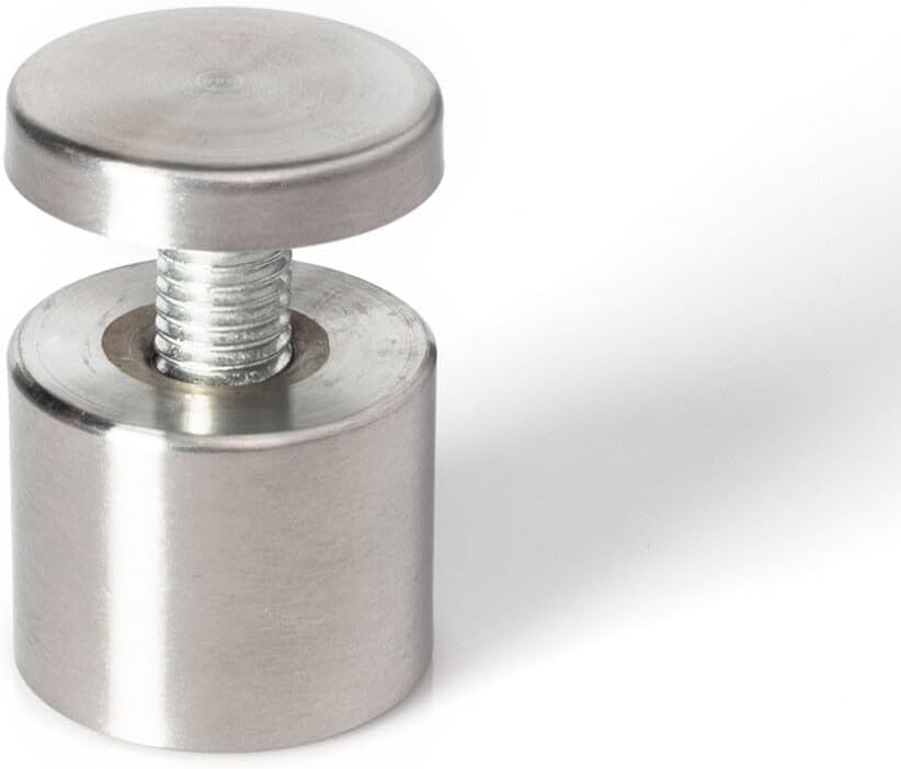Stainless Steel Standoff 1-1/4 Inch Diameter x 1 Inch Barrel Length Brushed Finish for PVC, Glass and Acrylic Sign Stand Off Wall Anchors and Screws 48 Piece Small Store Pack