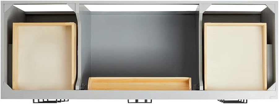 ARIEL Hepburn 60-inch Bathroom Vanity with Sink,Solid Wood, 0.75-inch Italian Carrara Marble Countertop, Single Rectangular Porcelain Sink, 2 Soft Closing Doors, 9 Dovetail Drawers, Grey