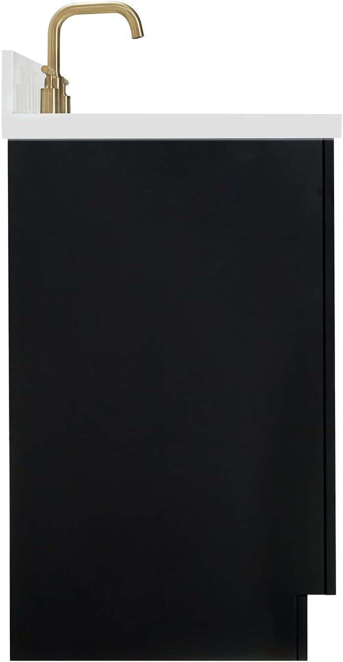 ARIEL Hepburn 48-inch Bathroom Vanity with Sink,Solid Wood, 1.5-inch Pure White Quartz Countertop & Backsplash, Single Rectangular Porcelain Sink, 2 Soft Closing Doors, 9 Dovetail Drawers, Black