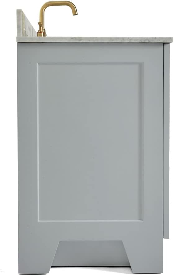 ARIEL Taylor 73 in. Double Rectangle Sink Vanity with Carrara White Marble Countertop in Grey