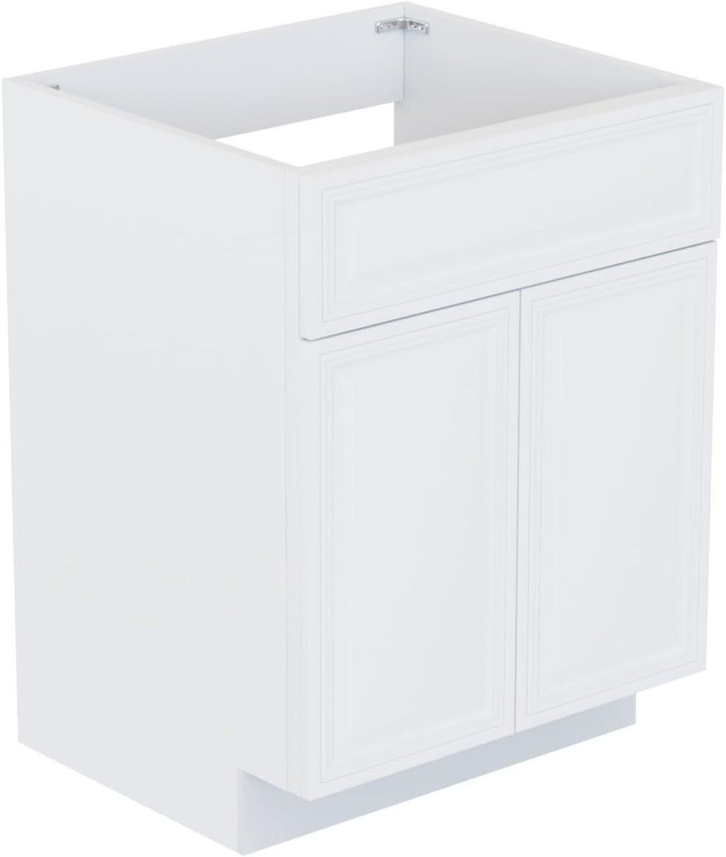 KitchenMan Bathroom Vanity Without Sink and Top 24 Inch Unassembled Bathroom Sink Cabinet not Include Handles, Double Door Bathroom Vanities for Bedroom, Antique White