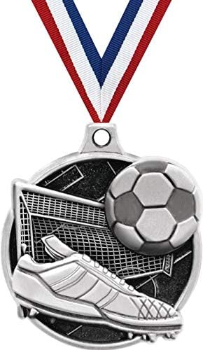 Crown Awards 1.5' Soccer Medal - Silver Soccer Challenger Award Medals