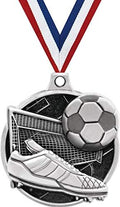 Crown Awards 1.5' Soccer Medal - Silver Soccer Challenger Award Medals