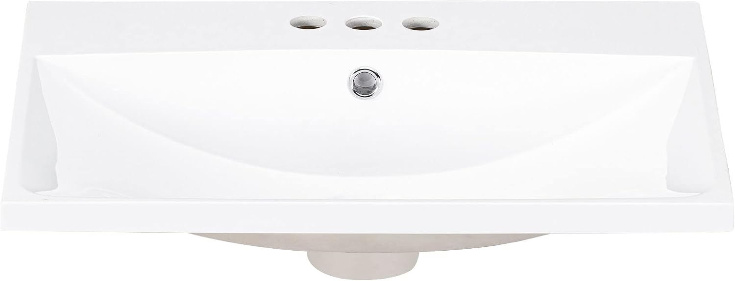 Harper & Bright Designs 24' Bathroom Vanity Top, Single Bathroom Vanity Top with Undermount Rectangular Middle Sink, Pre-Drilled 4 Inch Faucet Hole Vanity Top, (Faucet&Cabinet Not Included)