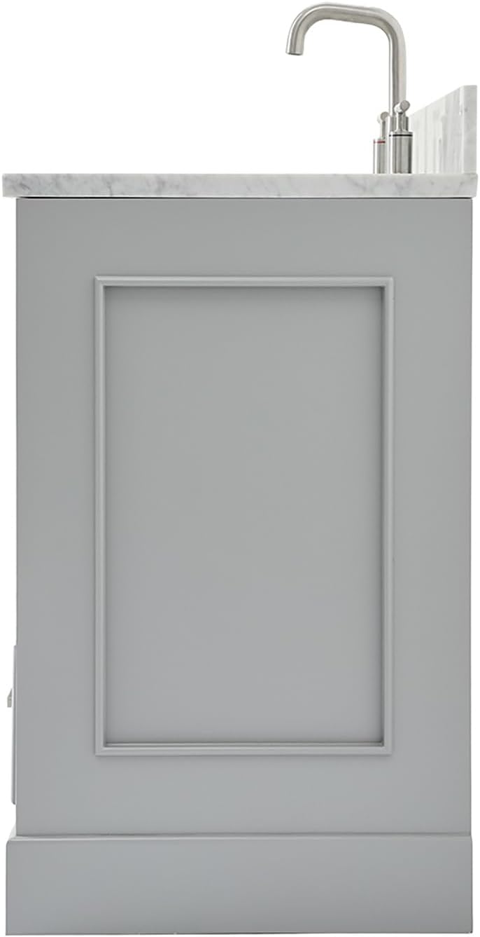ARIEL Stafford 30-inch Bathroom Vanity with Sink,Solid Wood, 0.75-inch Italian Carrara Marble Countertop & Backsplash, Single Oval Porcelain Sink, 2 Soft Closing Doors, 1 Dovetail Drawers, Grey