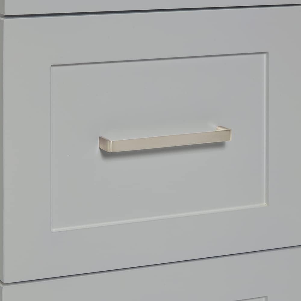 ARIEL Hamlet 48-inch Bathroom Vanity with Sink,Solid Wood, 1.5-inch Pure White Quartz Countertop & Backsplash, Single Rectangular Porcelain Sink, 2 Soft Closing Doors, 4 Dovetail Drawers, Grey