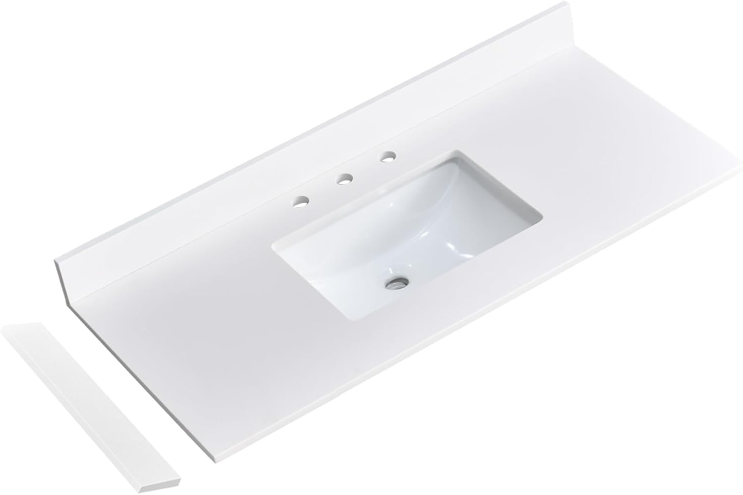 42' x 22' Vanity Top, Quartz Vanity Sink Top in Pure White, with One Sidesplash & One Backsplash, with Undermounted Sink,8 Inch Faucet Hole Spread for Vanity Top with Sink