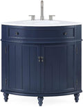 24 inch Triadsville Small Corner Bathroom Vanity with Sink and White Quartz top (Navy Blue)