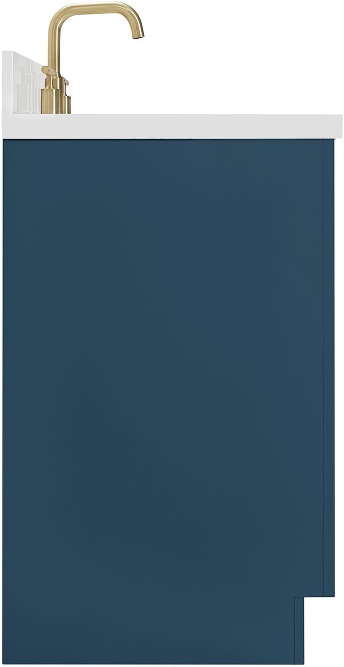 ARIEL Milan 48-inch Bathroom Vanity with Sink,Solid Wood, 1.5-inch Pure White Quartz Countertop, Single Rectangular Porcelain Sink, Soft Closing Doors, Dovetail Drawers, Vintage Blue