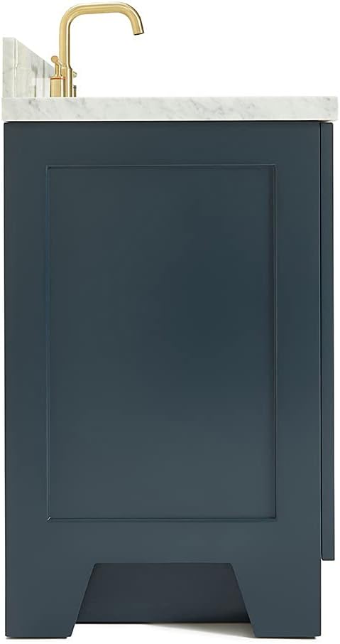 ARIEL Taylor 36-inch Bathroom Vanity with Sink,Solid Wood, 1.5-inch Italian Carrara Marble Countertop, Single Rectangular Porcelain Sink, 2 Soft Closing Doors, 5 Dovetail Drawers, Midnight Blue