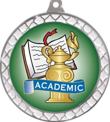 Academic White Trellis Medal Silver, 2.5' Kids Academic Prizes, Kids Education Trophy Medal Awards