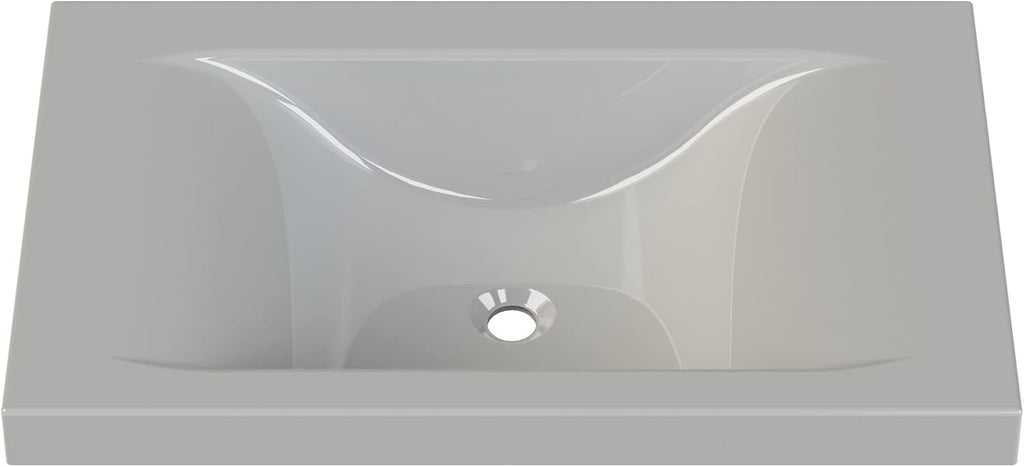 Liftbridge Kitchen & Bath 31 in. W x 19 in. D x 5 in. H Siena White Cultured Marble Top Sink with optional faucet drill-out guides