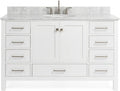 ARIEL Cambridge 55 in. Single Oval Sink Vanity with Carrara White Marble Countertop in White