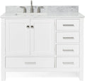 ARIEL Cambridge 43 in. Left Offset Rectangle Single Sink Vanity with Carrara White Marble Countertop in White