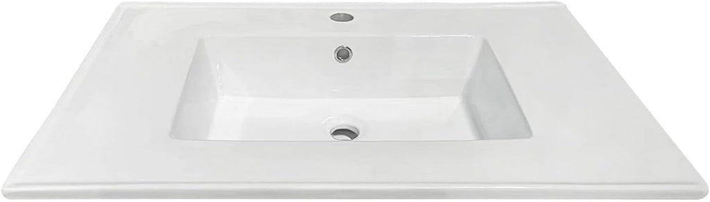 Kingston Brass LBT372271 Continental 37-Inch Ceramic Vanity Sink Top (1 Hole) in White