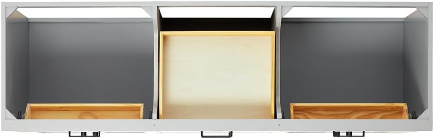 DKB Isabella 72 Inch Bathroom Vanity Double Sink — Grey Bathroom Vanity with Sink, 1.5' Edge Pure White Quartz Countertop, 4 Soft-Close Doors, 4 Dovetail Drawers, and 2 Tilt Drawers