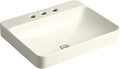 KOHLER K-2660-8-96 Vox Rectangle Vessel Above-Counter Bathroom Sink with 8-Inch Widespread Faucet Holes, Biscuit