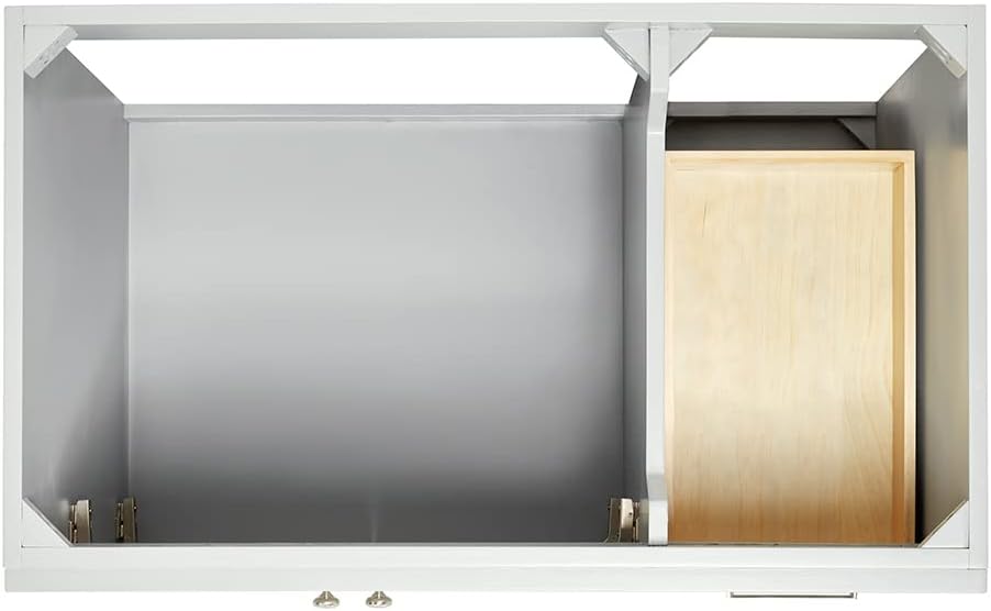 DKB Bradford 36-Inch Grey Bathroom Vanity with 1.5-Inch Edge Italian Carrara Marble Countertop & Backsplash, Left Oval Sink, 2 Soft-Closing Doors, 2 Dovetail Drawers, Brushed Nickel Hardware