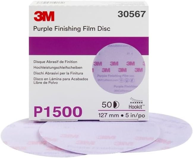 3M 30567 Hookit Purple 5' P1500 Grit Finishing Film Disc