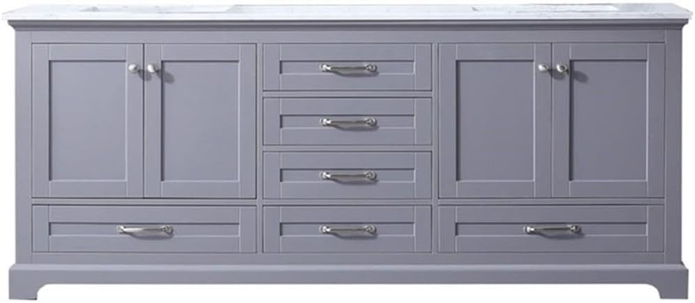 Home Dukes 80' Carrara Marble Top Double Vanity with Sinks in Dark Gray
