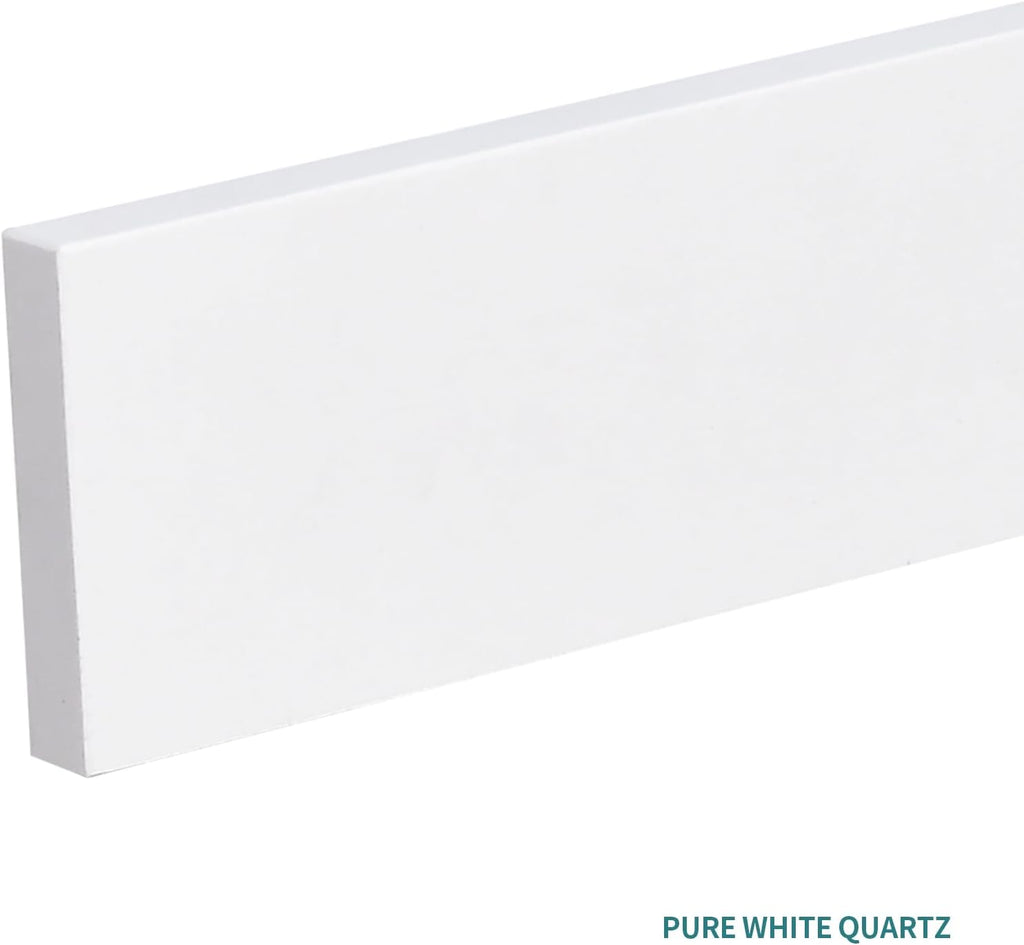 42 Inch Backsplash in Pure White, Quartz Backsplash for Bathroom Vanity Sink Top, 42 in. W x 4 in. H Universal Bathroom Vanity Backsplashes