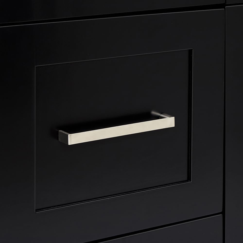 ARIEL Hamlet 60-inch Bathroom Vanity with Sink,Solid Wood, 1.5-inch Italian Carrara Marble Countertop & Backsplash, Double Oval Porcelain Sink, 4 Soft Closing Doors, 3 Dovetail Drawers, Black