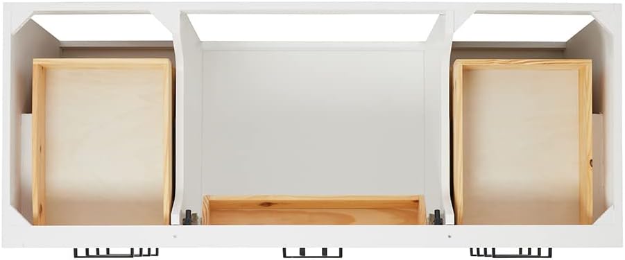 ARIEL Hepburn 54-inch Bathroom Vanity with Sink,Solid Wood, 1.5-inch Italian Carrara Marble Countertop & Backsplash, Single Oval Porcelain Sink, 2 Soft Closing Doors, 9 Dovetail Drawers, White
