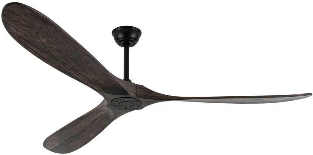 72Inch Large Size Solid Wood Ceiling Fan Without Light With Wall Switch & Remote Control Reversible DC Motor 6 Speed 3 Blade Ceiling Fan No Light Low Profile Ceiling Fan For Bedroom Indoor Deep Brown