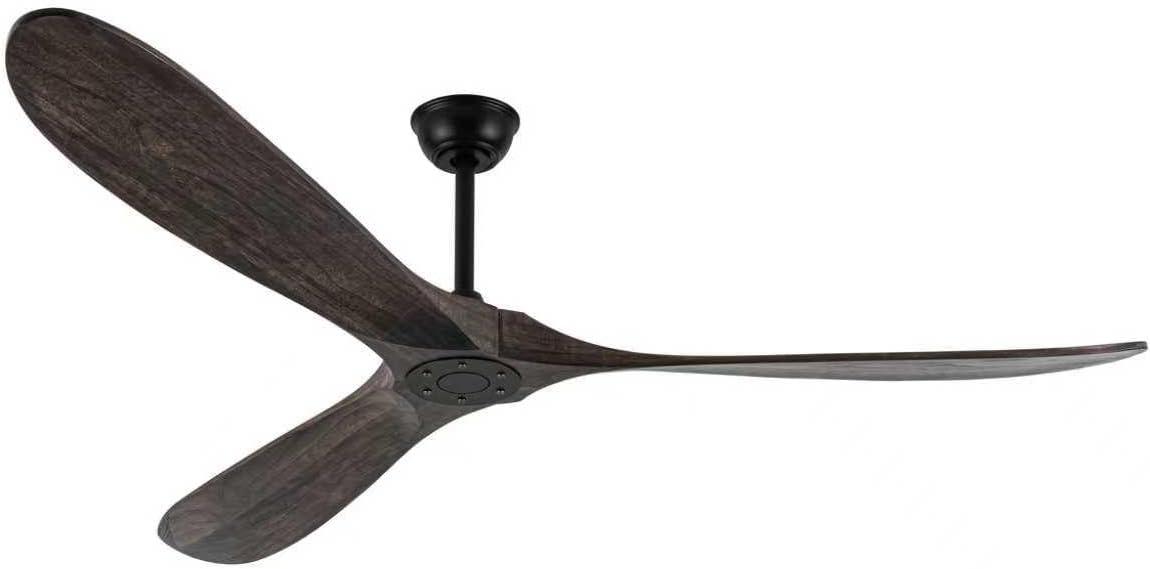 72Inch Large Size Solid Wood Ceiling Fan Without Light With Wall Switch & Remote Control Reversible DC Motor 6 Speed 3 Blade Ceiling Fan No Light Low Profile Ceiling Fan For Bedroom Indoor Deep Brown
