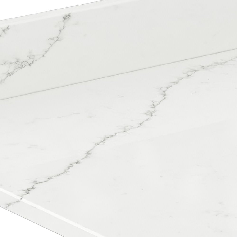 White Quartz Countertop (42') - Single Hole Undermount Square Sink - Includes Backsplash & Sidesplash by Wyndham Collection
