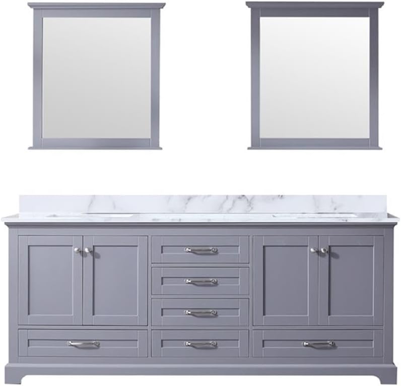 Home Dukes 80' Carrara Marble Top Double Vanity with Sinks in Dark Gray