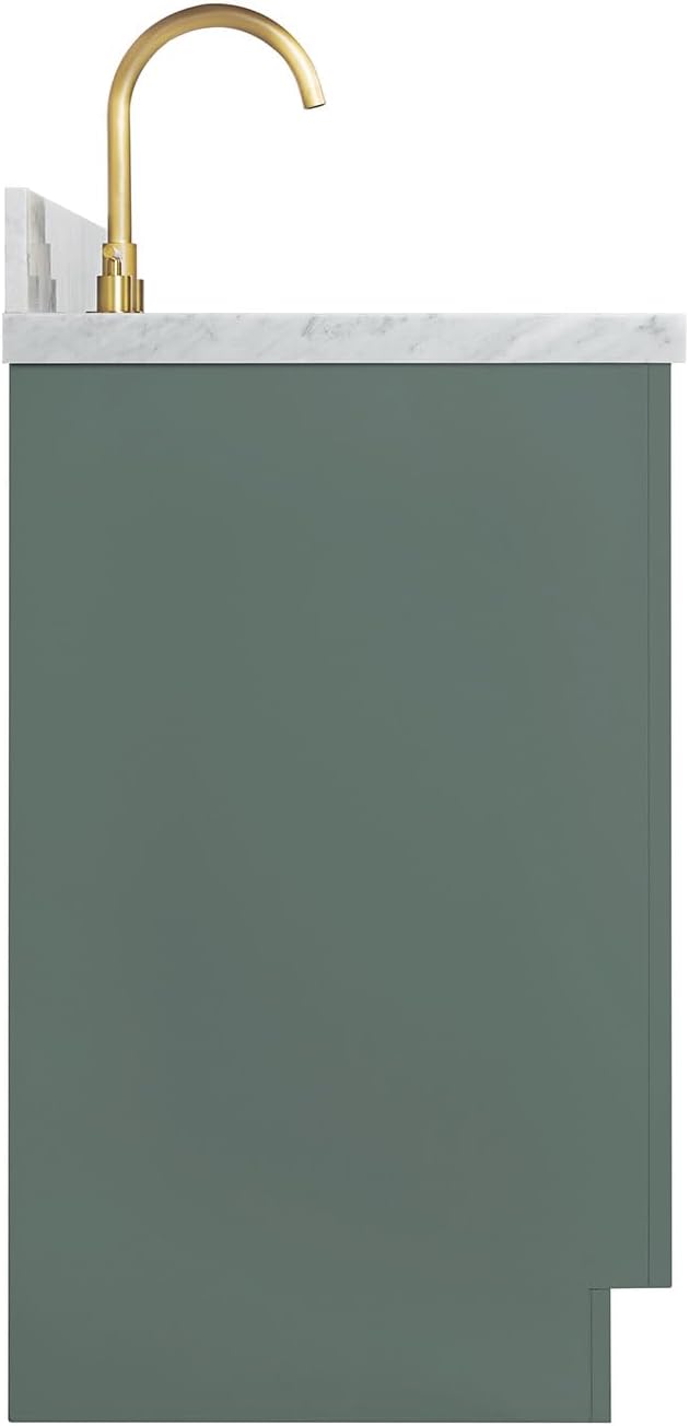 ARIEL Milan 48-inch Bathroom Vanity with Sink,Solid Wood, 1.5-inch Italian Carrara Marble Countertop, Single Rectangular Porcelain Sink, Soft Closing Doors, Dovetail Drawers, Vintage Green