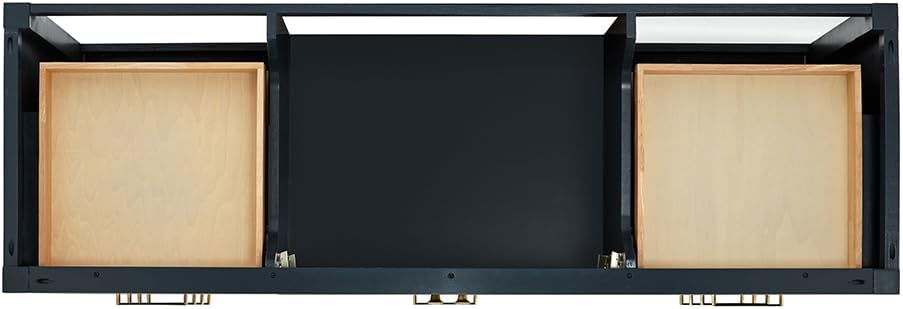 ARIEL Cambridge 66-inch Bathroom Vanity with Sink,Solid Wood, 1.5-inch Pure White Quartz Countertop, Single Rectangular Porcelain Sink, 2 Soft Closing Doors, 9 Dovetail Drawers, Midnight Blue