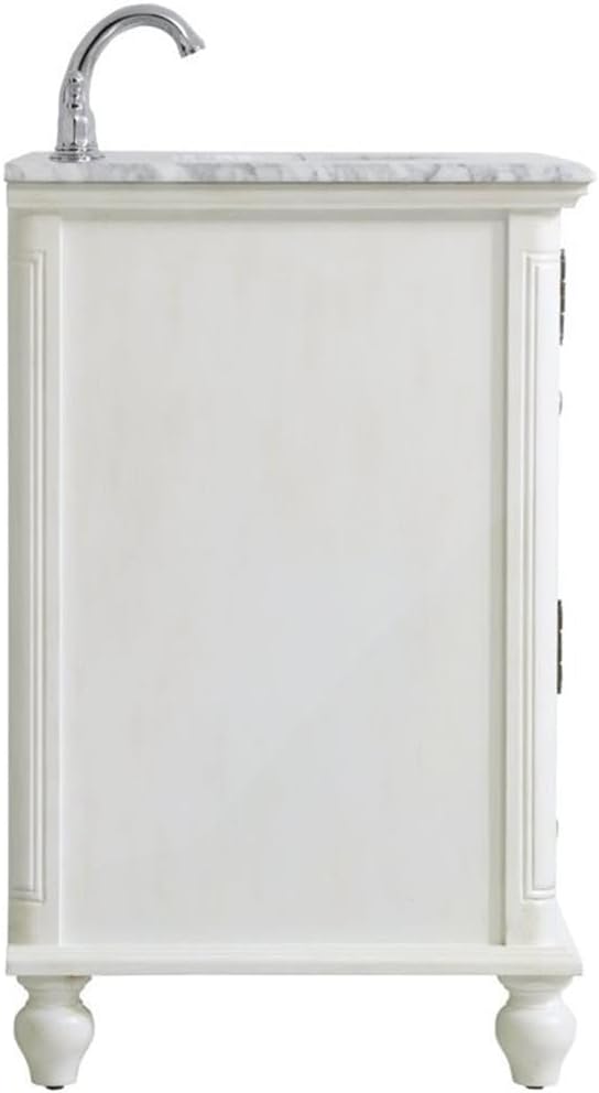 Pemberly Row 30' Single Marble Top Bathroom Vanity in Antique White