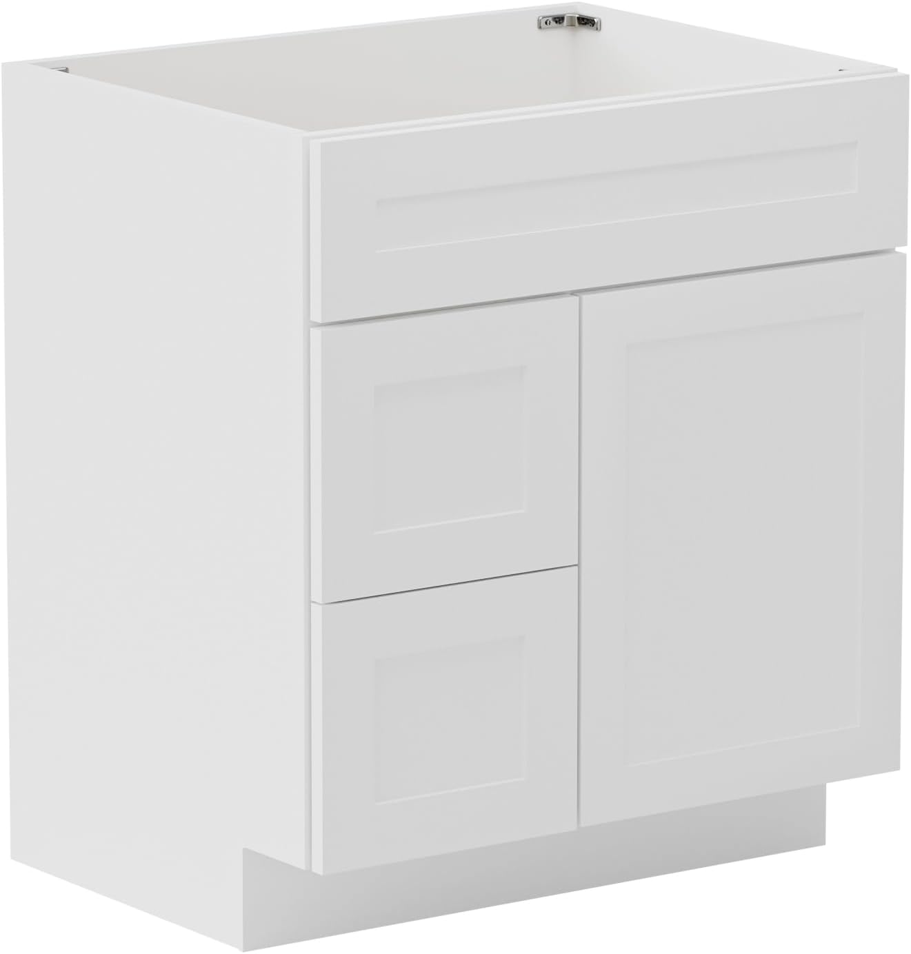 KitchenMan 30 Inch Bathroom Vanity Without Sink and Top Unassembled Bathroom Sink Cabinet not Include Handles, Double Door Bathroom Vanities for Bedroom, White