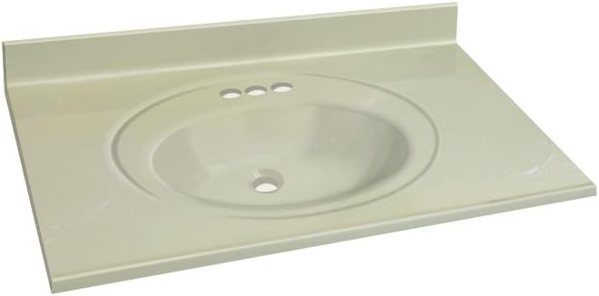 Transolid 1409-7622 31-in x 22-in Cultured Marble Bathroom Vanity Top in White on Bone