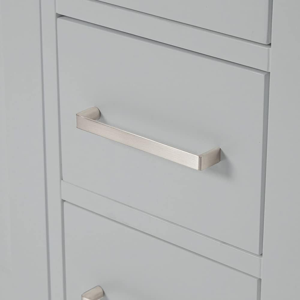 ARIEL Cambridge 48-inch Bathroom Vanity with Sink,Solid Wood, 2-inch Italian Carrara Marble Countertop & Backsplash, Single Oval Porcelain Sink, 2 Soft Closing Doors, 9 Dovetail Drawers, Grey