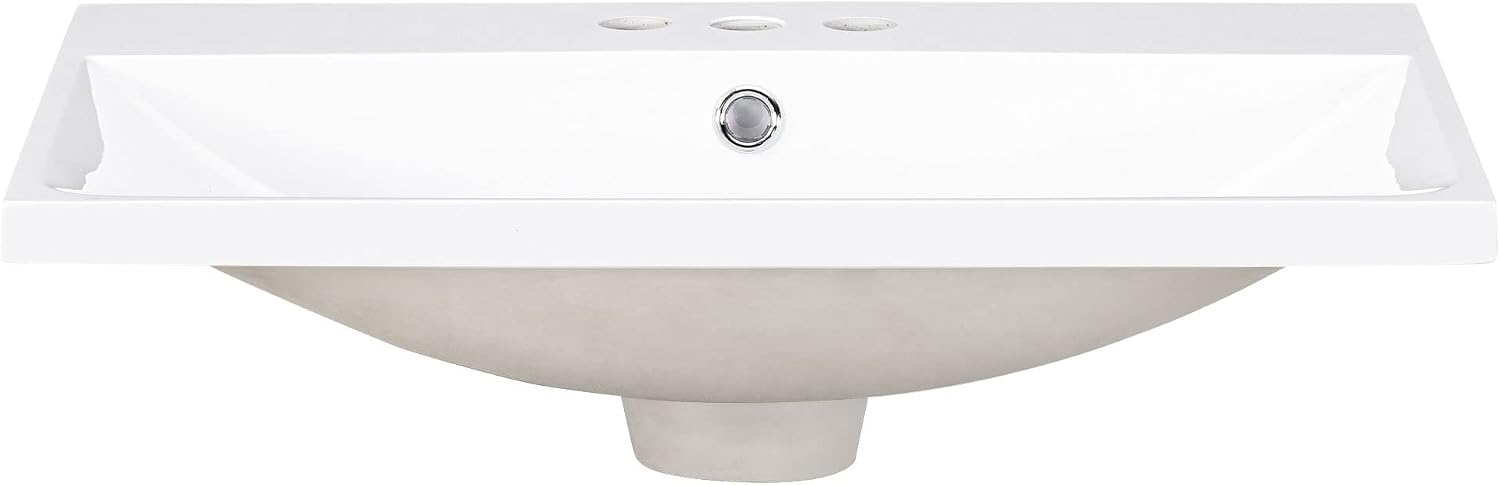 Harper & Bright Designs 24' Bathroom Vanity Top, Single Bathroom Vanity Top with Undermount Rectangular Middle Sink, Pre-Drilled 4 Inch Faucet Hole Vanity Top, (Faucet&Cabinet Not Included)