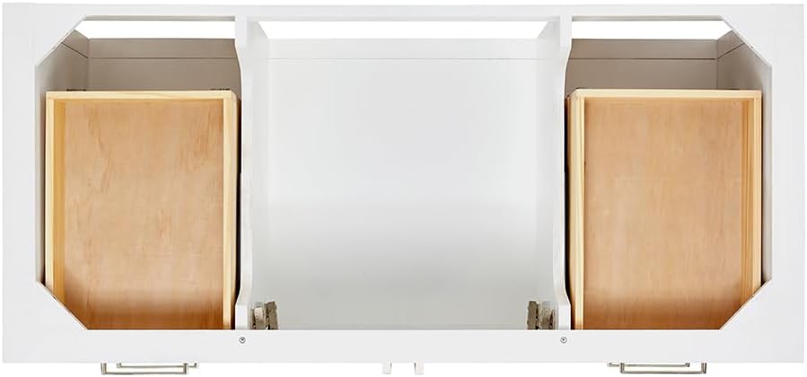 ARIEL Magnolia 48-inch Bathroom Vanity with Sink,Solid Wood, 0.75-inch Italian Carrara Marble Countertop, Single Rectangular Porcelain Sink, 2 Soft Closing Doors, 6 Dovetail Drawers, White
