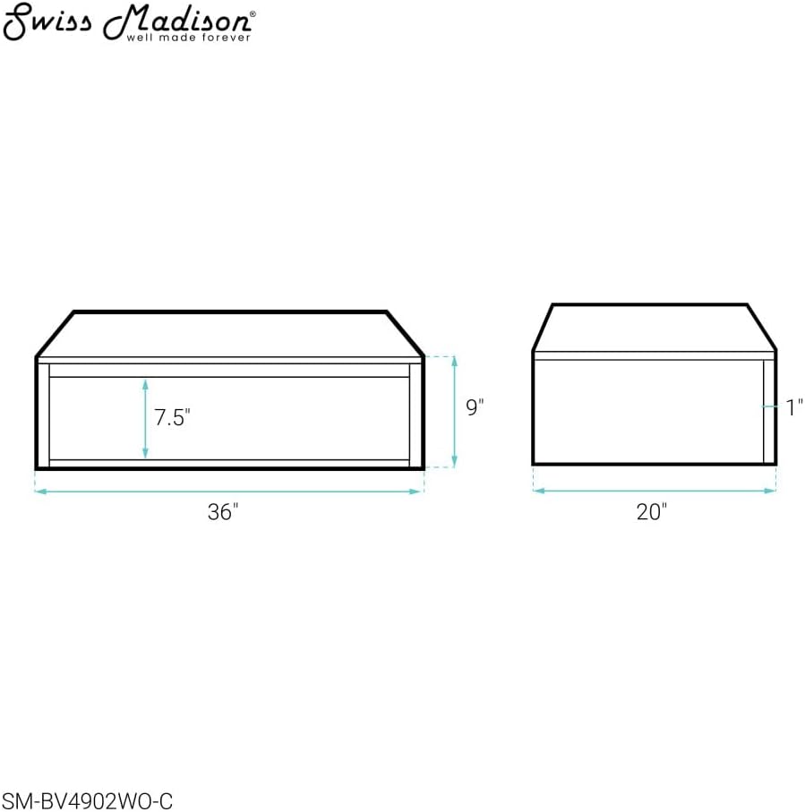 Swiss Madison Avancer 36' Wall-Mounted Bathroom Vanity Cabinet Without Top in White Oak