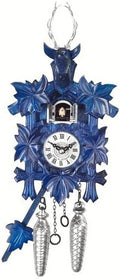 MusicBoxAttic Black Forest Traditional Style 1 Day Blue Cuckoo Clock with Hand Stags Head and Leaves