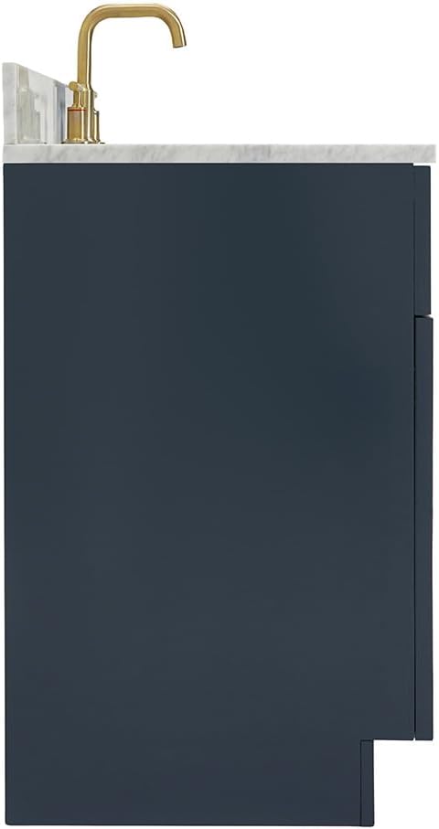 ARIEL Hamlet 30-inch Bathroom Vanity with Sink,Solid Wood, 0.75-inch Italian Carrara Marble Countertop & Backsplash, Single Oval Porcelain Sink, 2 Soft Closing Doors, Midnight Blue